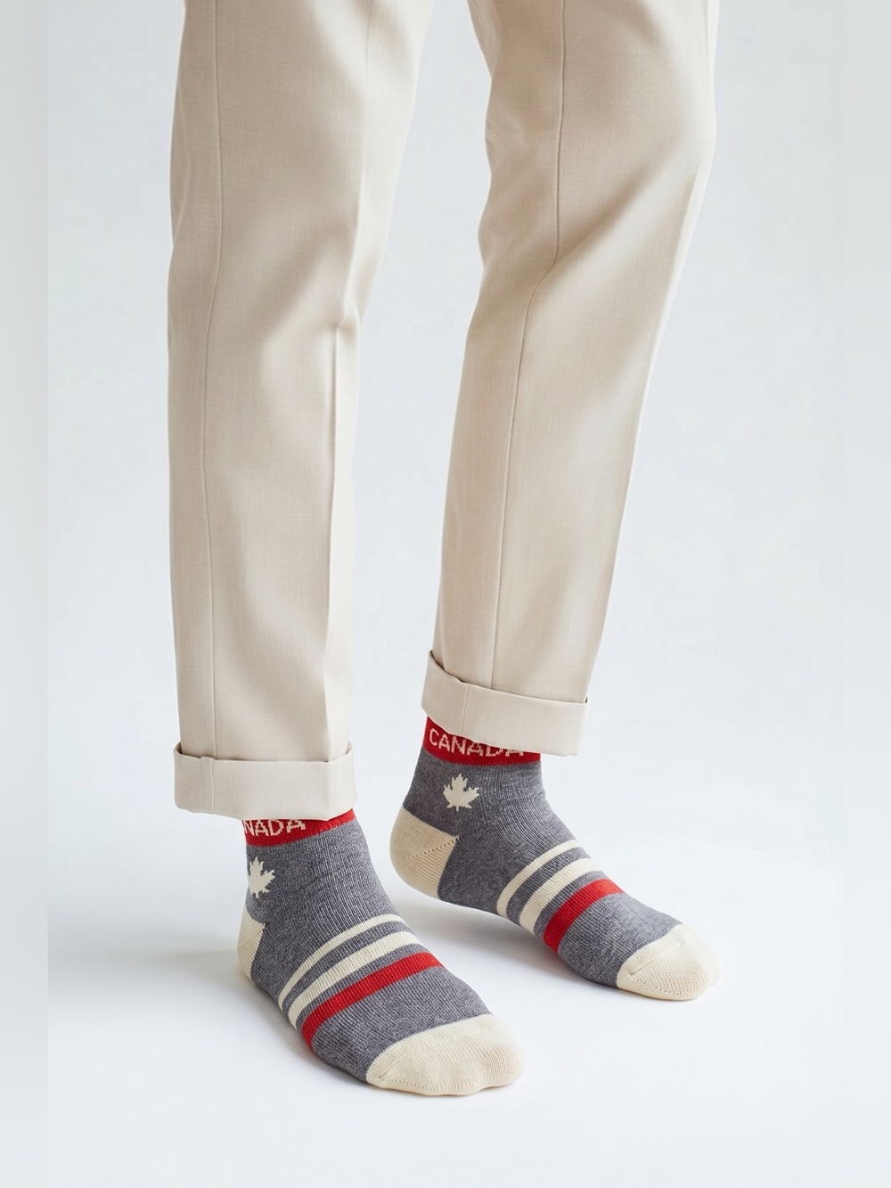 Canada Gray and Red Socks- Size 5-9 US